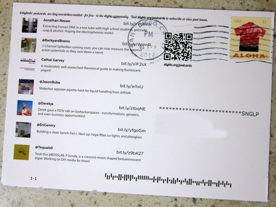 A Vol. 1 postcard photographed in the wild by a recipient